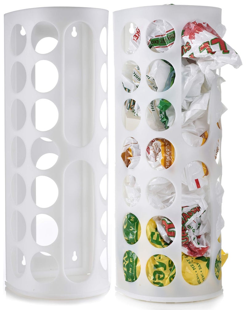 Handy Laundry Grocery Bag Storage Holder, Large Bag Dispenser, Neatly Store Plastic Shopping Bags & Keep them Handy for Reuse, Access Holes Make Adding or Retrieving Bags Simple & Convenient, (2-Pack) - Image 1
